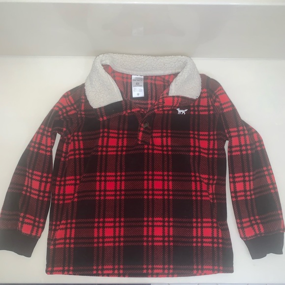 Carter's Other - Kids 4T plush plaid fleece/Sherpa collar sweater